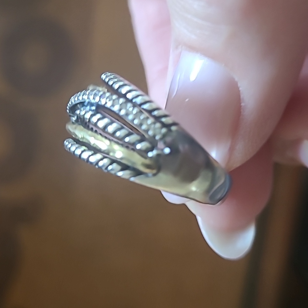 Sterling silver. Cz and brass ring - Picture 2 of 4